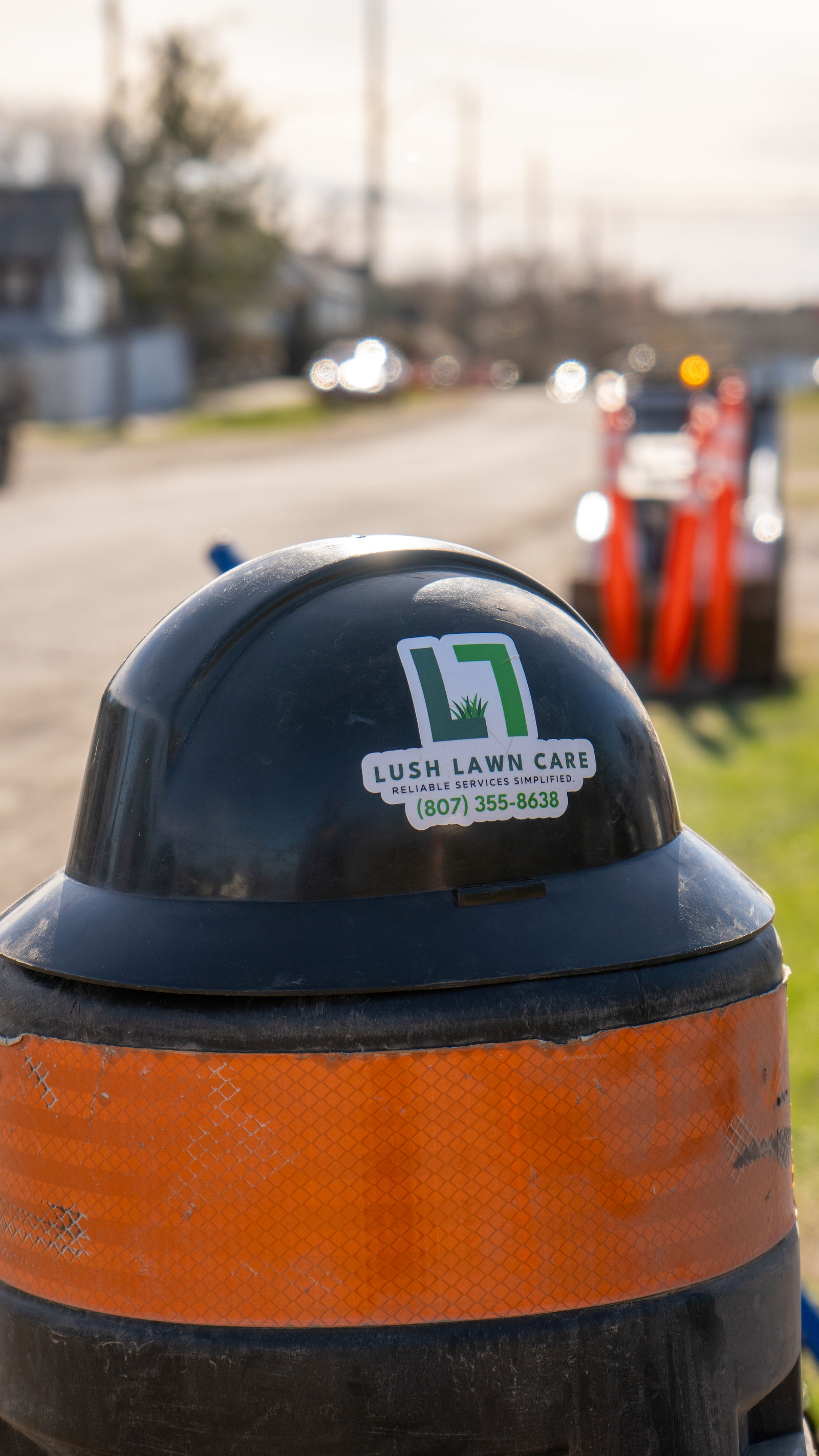 Bollard and cone protecting fresh work