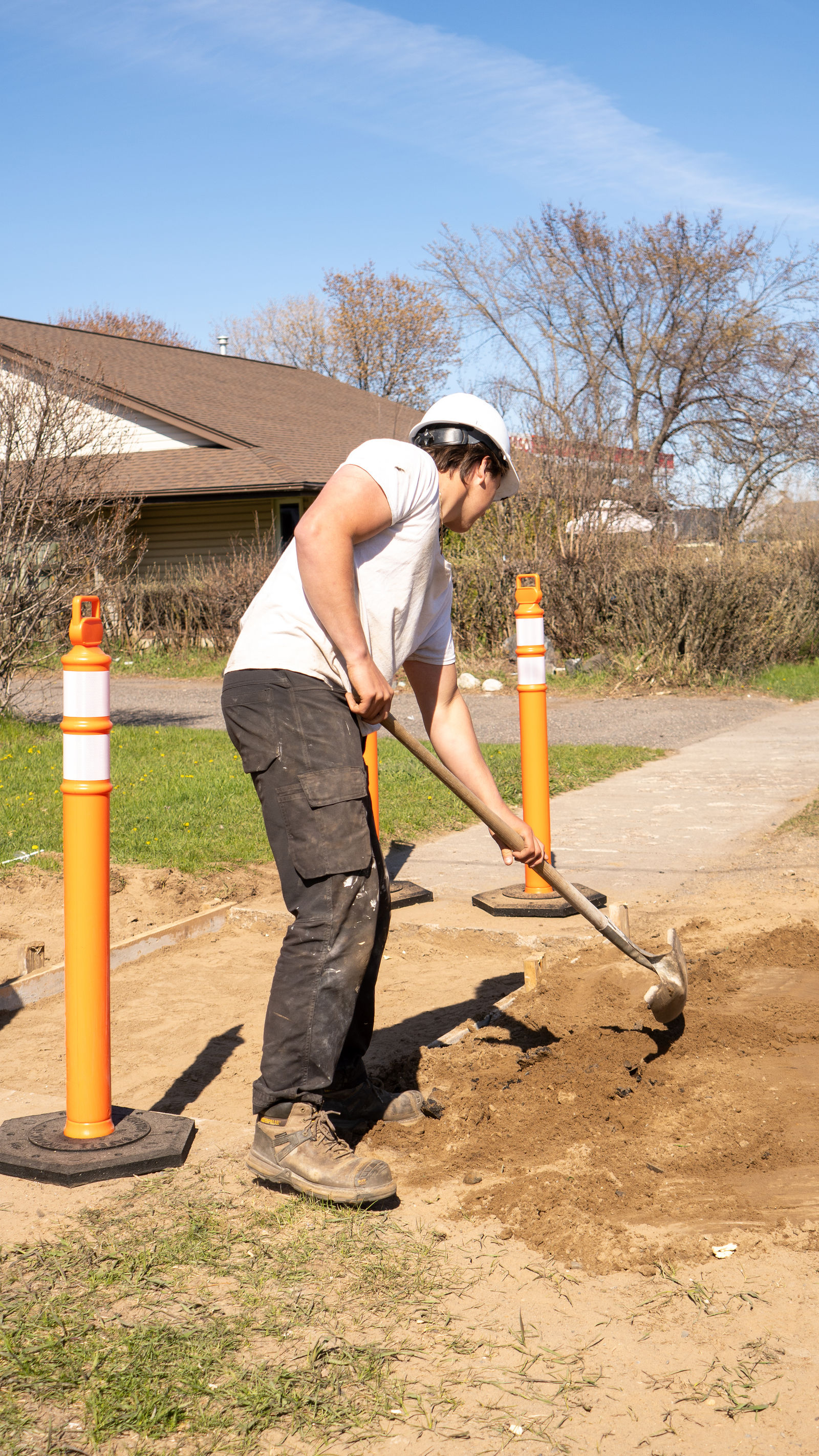 Backfilling around the road cone