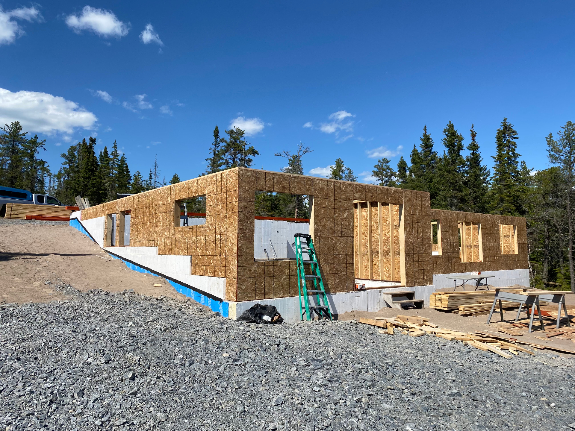 Lush crew building an ICF structure in Northwestern Ontario